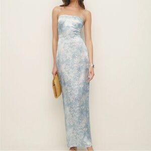 Reformation Sky Blue and White Floral Maxi Dress